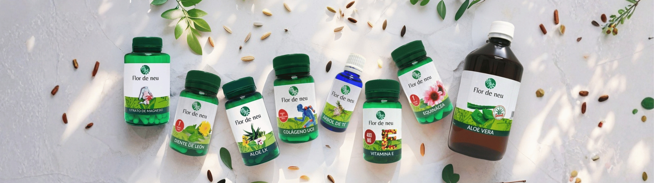 Suplementos Flor de neu: magnesio, colágeno, vitaminas y aloe vera